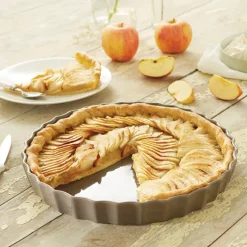 Moule à tarte en céramique 24 cm gris taupe Mathon