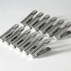 12 pinces à sachets en inox 6 cm