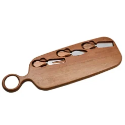 Planche à découper en bois d’acacia 49 × 16 cm Copa avec 3 couteaux à fromage Novastyl
