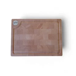 Planche à découper en bois debout hêtre avec rigole et poignée usinée 39,3 x 28,9 cm Roger Orfèvre