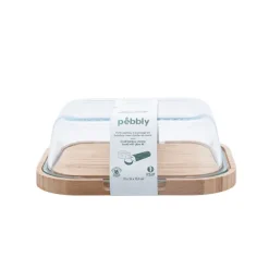 Plateau à fromage en bambou avec couvercle en verre Pebbly