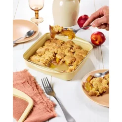 Plat à four carré en verre borosilicate avec couvercle Crème 1,6 L Pebbly