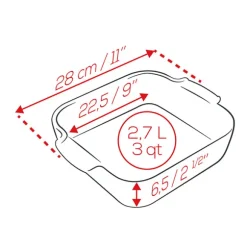 Plat à four céramique Appolia carré ardoise 28 cm Peugeot