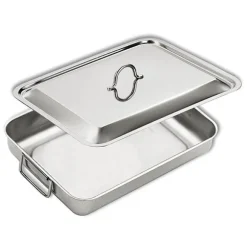 Plat à four en inox avec couvercle 35 x 27 cm Inoxriv