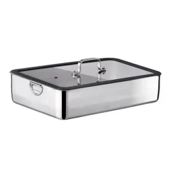 Plat à four en inox avec couvercle transparent 36 x 25 cm Inoxriv