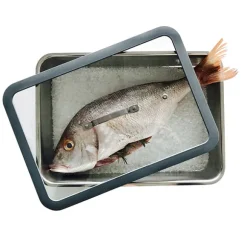 Plat à four en inox avec couvercle transparent 36 x 25 cm Inoxriv