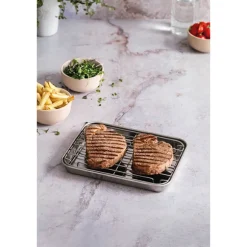 Plat à four en inox avec grille 21,5 cm Lacor