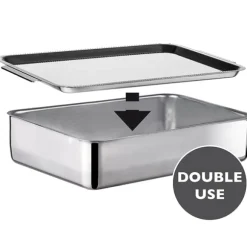 Plat à four Inox extra profond avec couvercle Duplex Inoxriv