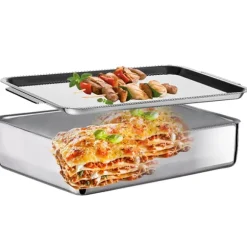 Plat à four Inox extra profond avec couvercle Duplex Inoxriv