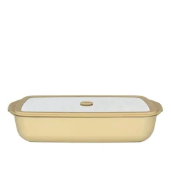Plat à four rectangulaire en verre borosilicate avec couvercle Crème 3,6 L Pebbly