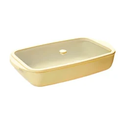 Plat à four rectangulaire en verre borosilicate avec couvercle Crème 3,6 L Pebbly