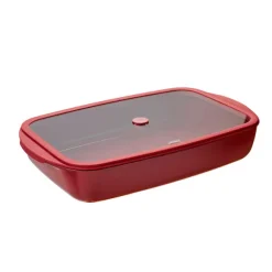 Plat à four rectangulaire en verre borosilicate avec couvercle Grenat 3,6 L Pebbly
