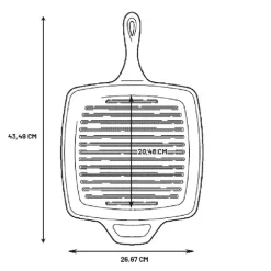 Poêle grill carrée en fonte naturelle 27 cm Lodge