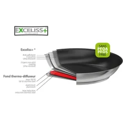 Poêle inox antiadhérente Strate sans manche 24 cm Cristel