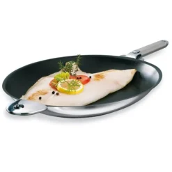 Poêle à poisson ovale inox antiadhérente Mutine sans manche Cristel