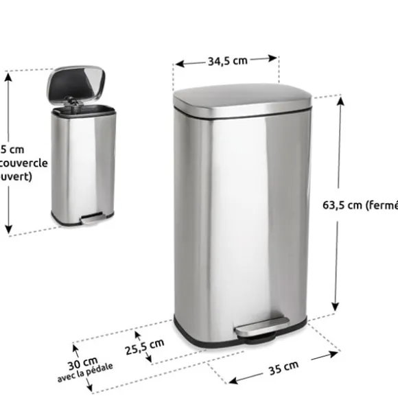 Poubelle de cuisine en inox 30 L Mathon