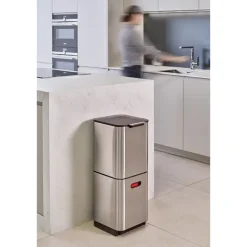 Poubelle Totem acier inoxydable 40 L - 2 compartiments 20 L Joseph Joseph