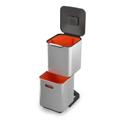 Poubelle Totem acier inoxydable 40 L - 2 compartiments 20 L Joseph Joseph