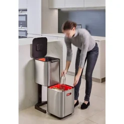 Poubelle Totem acier inoxydable 40 L - 2 compartiments 20 L Joseph Joseph