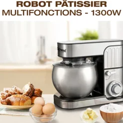 Robot pétrin TRO-1600 avec bol inox 6 L 1300 W Techwood