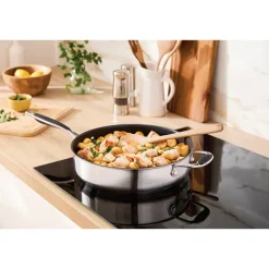 Sauteuse antiadhérente inox avec contre-poignée Excell’Inox 28 cm Mathon