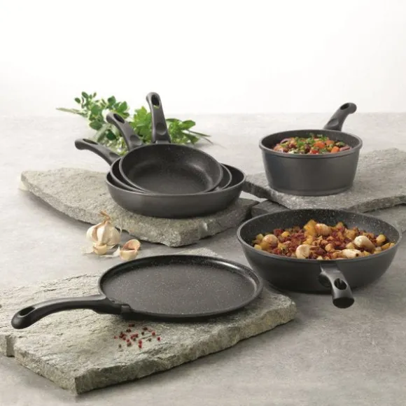 Sauteuse revêtement Dur comme la pierre 24 cm et couvercle en verre Mathon