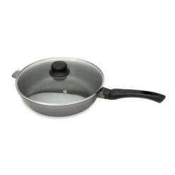 Sauteuse revêtement Dur comme la pierre 24 cm et couvercle en verre Mathon