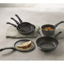 Sauteuse revêtement Dur comme la pierre 28 cm et couvercle en verre Mathon