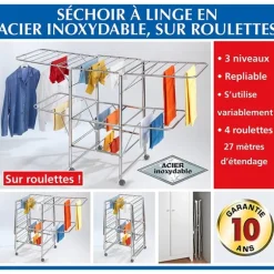 Séchoir à linge acier Mobile Wenko by Maximex