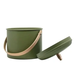 Seau à compost en acier et anse en bambou 7 L Pebbly