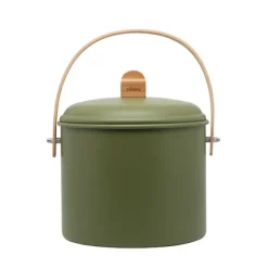 Seau à compost en acier et anse en bambou 7 L Pebbly