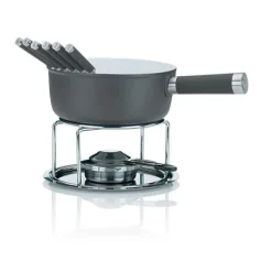 Service à fondue revêtement céramique 6 personnes gris Kela