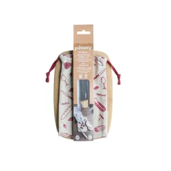 Set apéritif planche, couteau et sac Pebbly