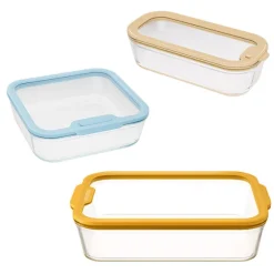 Set 3 boîtes en verre avec couvercles 560, 1370 et 3850 ml compatibles micro-ondes Pebbly