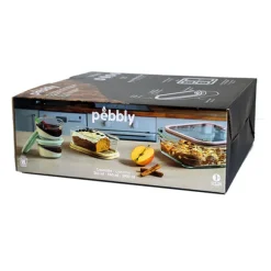 Set 4 boîtes en verre avec couvercles 240, 560 et 2900 ml compatibles micro-ondes Pebbly