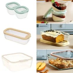 Set 4 boîtes en verre avec couvercles 240, 560 et 2900 ml compatibles micro-ondes Pebbly