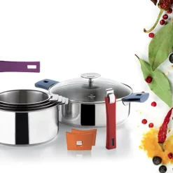 Set 4 casseroles inox Mutine sans manche 14, 16, 18 et 20 cm Cristel