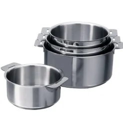 Set 4 casseroles inox Mutine sans manche 14, 16, 18 et 20 cm Cristel