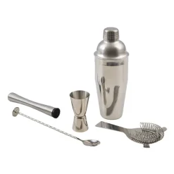 Set cocktail avec shaker Cobbler, mesureur, pilon à cocktail, cuillère et passoire Point Virgule