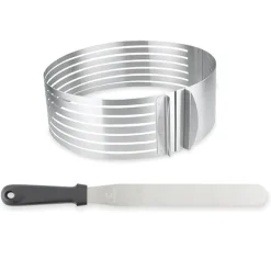Set couteau à génoise spatule à glaçage et cercle à trancher extensible inox Mathon
