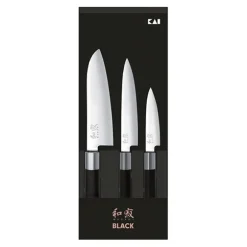 Set 3 couteaux 10 cm,15 cm,18 cm Wasabi Black Kai