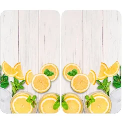 Set 2 couvre-plaques protection motif Citrons Wenko by Maximex