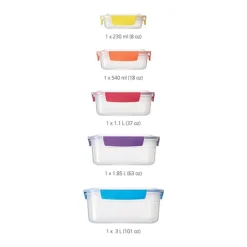 Set de 5 boites de conservation Nest Lock multicolores avec couvercles Joseph Joseph