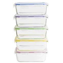 Set de 5 boîtes de conservation en verre borosilicate 850 ml Pebbly