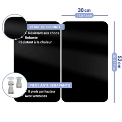Set de 2 couvres plaques Noir 30 x 52 cm Wenko by Maximex