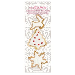 Set de 3 emporte-pièces dorés flocon, sapin et renne Scrapcooking