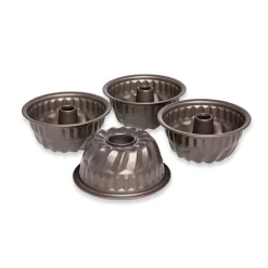 Set de 4 moules à mini kouglof acier revêtement antiadhérent 10 cm Mathon