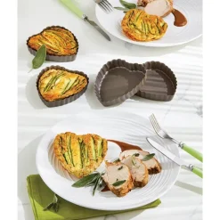 Set de 4 moules à tartelette coeur revêtement antiadhérent 11 cm Mathon