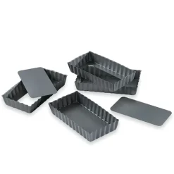 Set de 4 moules à tartelettes avec fonds amovibles Mathon