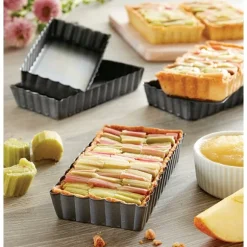 Set de 4 moules à tartelettes avec fonds amovibles Mathon